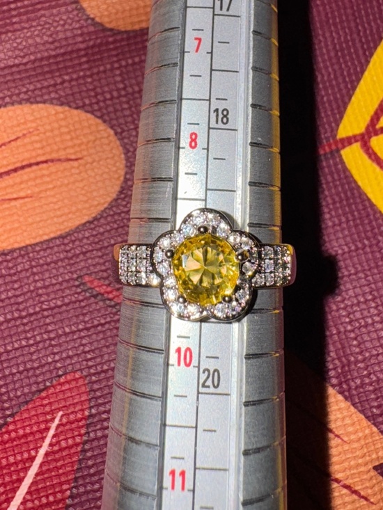 Jewelry - White Gold Filled Yellow CZ Flower Ring